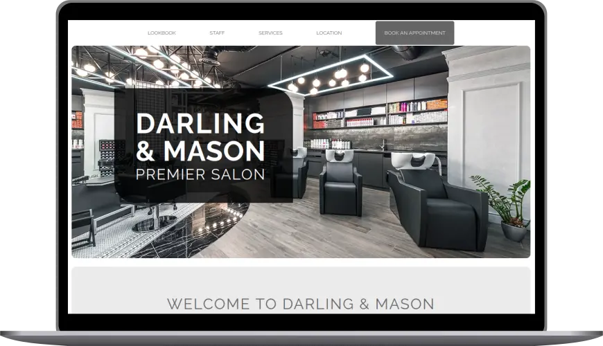 A picture of the Darling & Mason website on a laptop screen.